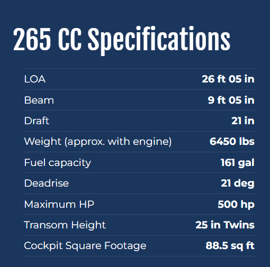 COBIA 265 SPECS